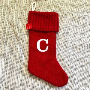 New Letter C Knit Monogram Red Christmas Initial 20” Stocking Wondershop Target